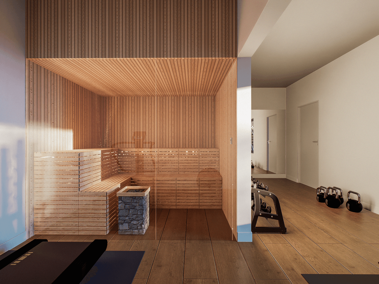 Espace bien-être avec fitness et spa